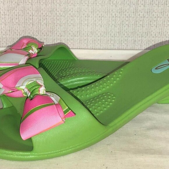 OKAL RUBBER SLIDES LIME GREEN - Picture 2 of 10